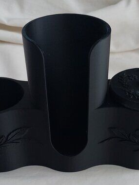 Bathroom Organizer and Storage Qtip Holders for Cotton Balls Pads Floss Black
